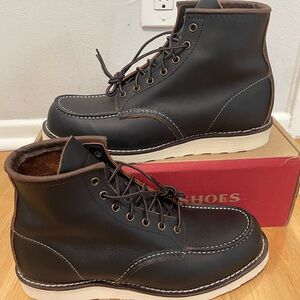 Red Wing Shoes 6" Heritage Classic Moc Toe Work Boots Black Prairie sz 9.5D 8849